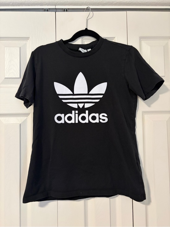 adidas Tops - Adidas Originals Black Trefoil crewneck t-shirt white trefoil logo sz Medium
